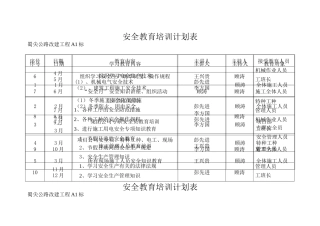 安全教育培训计划表