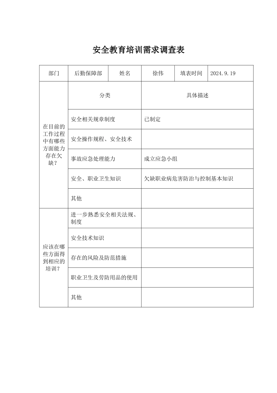 安全教育培训需求调查表_第2页