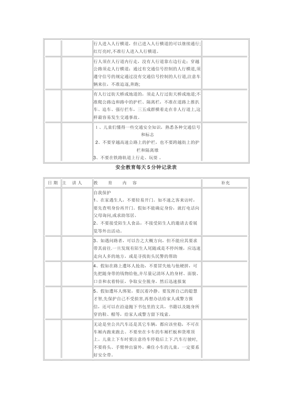 安全教育每天5分钟记录表_第3页