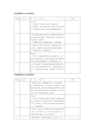 安全教育每天5分钟记录表