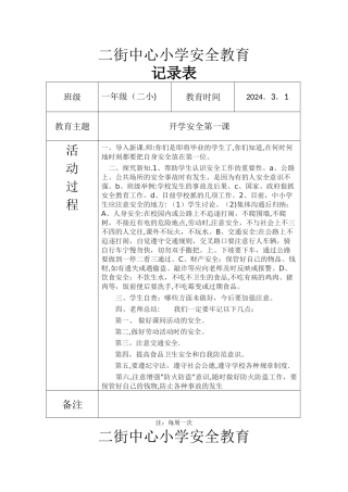 安全教育记录表