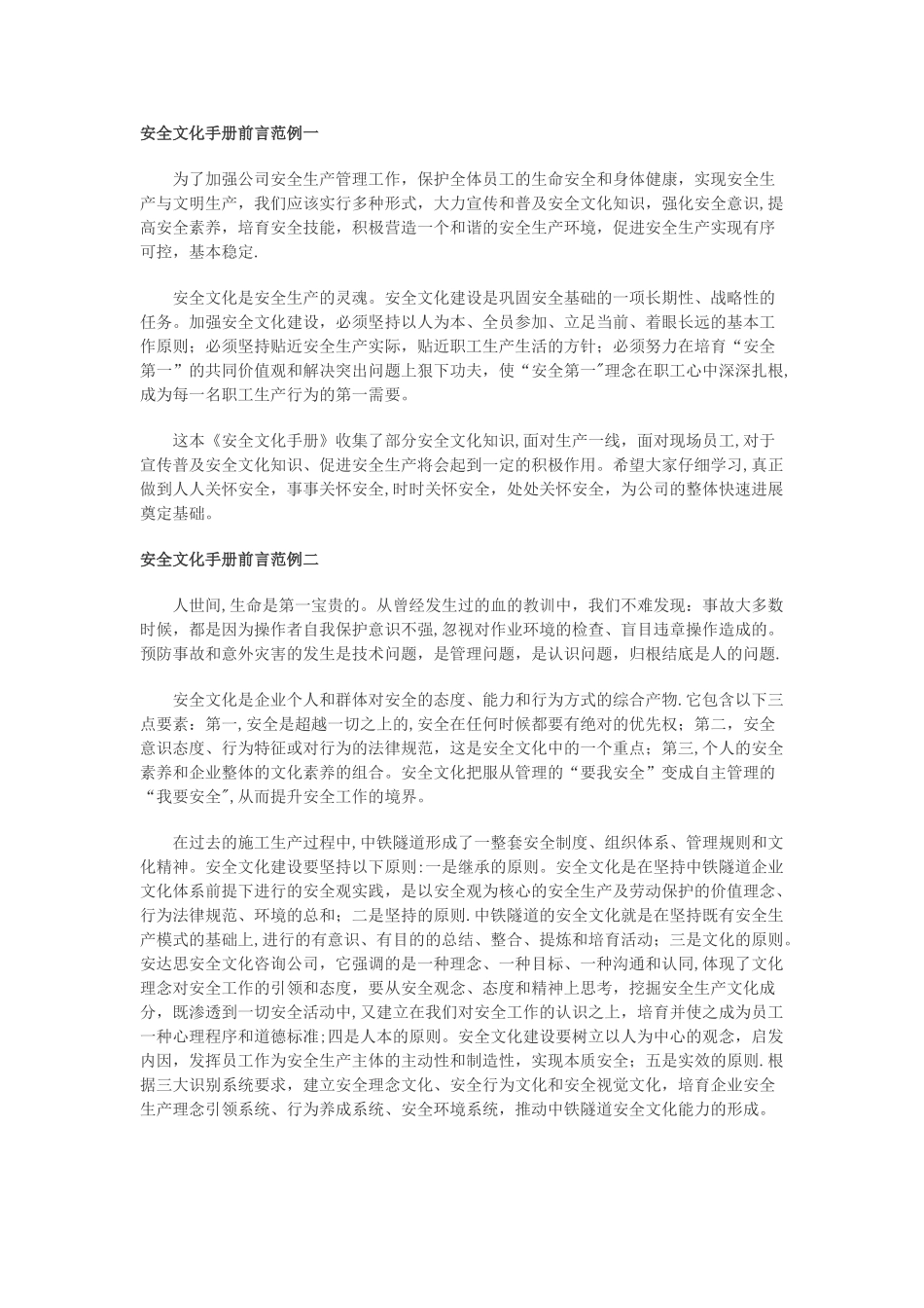 安全文化手册前言范例一_第1页