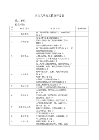 安全文明施工检查评分表