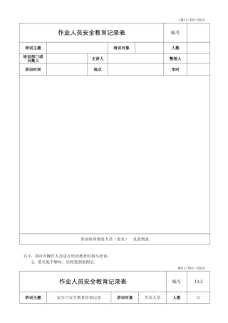 安全月安全教育培训记录内容(范文)