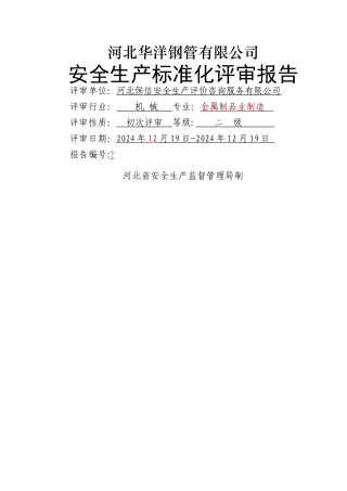 安全标准化二级企业评审报告