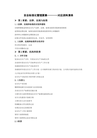 安全标准化管理要素对应资料清单-2