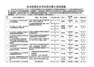 安全标准化自评后再完善的计划和措施记录表