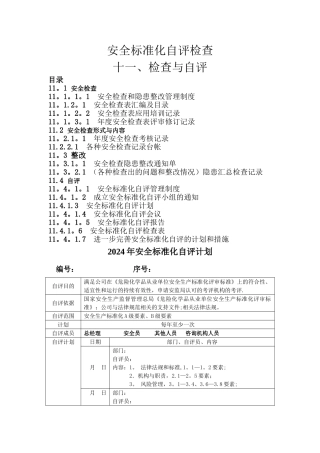 安全标准化自评检查表