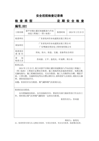 安全检查巡视记录表