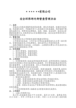 安全环保部内部督查管理办法