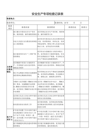 安全生产专项检查记录表
