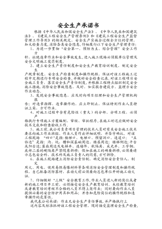 安全生产事故承诺书