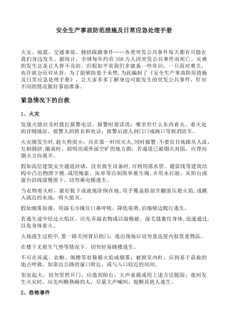 安全生产事故防范措施及日常应急处理手册