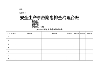 安全生产事故隐患排查治理台账