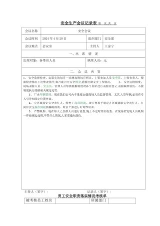 安全生产会议记录表55341