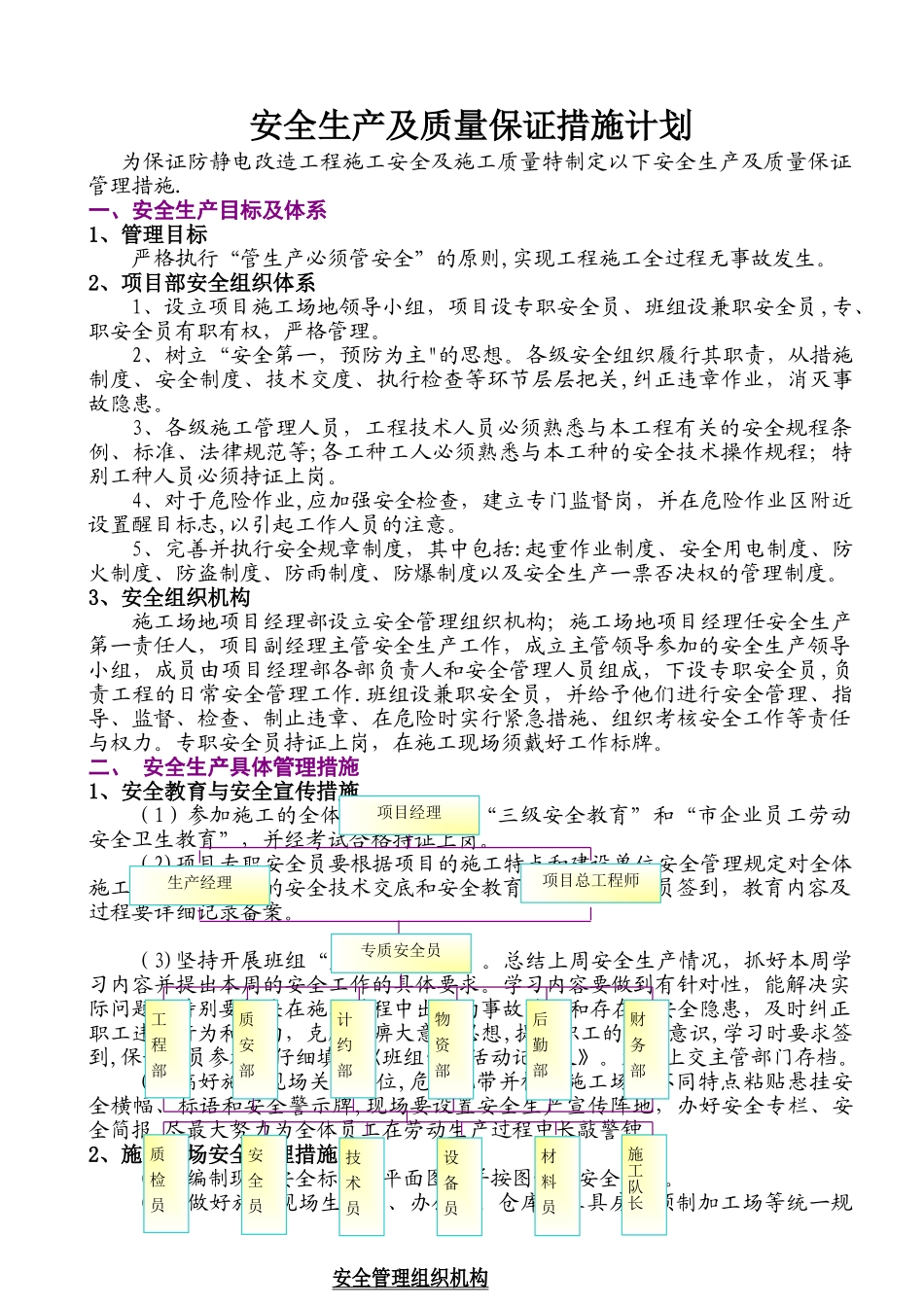 安全生产及质量保证管理措施_第1页