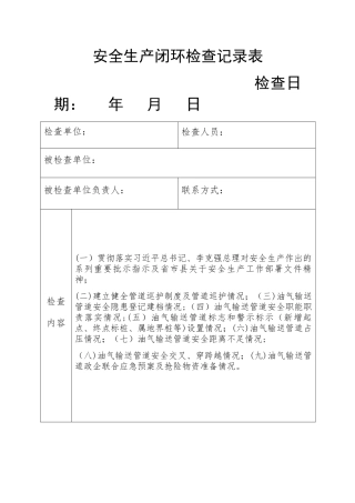 安全生产大检查闭环检查记录表