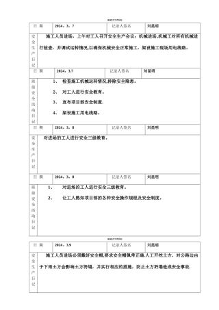 安全生产工作日记