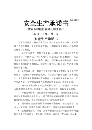 安全生产承诺书(科长)