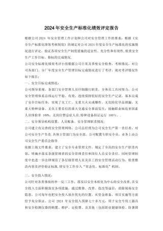 安全生产标准化绩效评定报告