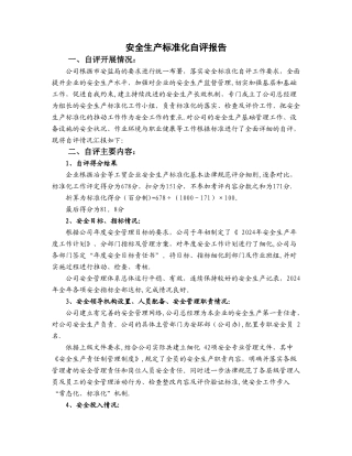 安全生产标准化自评报告