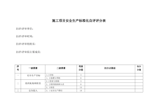 安全生产标准化自评评分表
