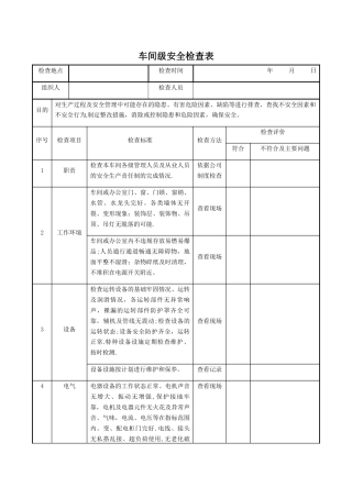 安全生产检查记录表
