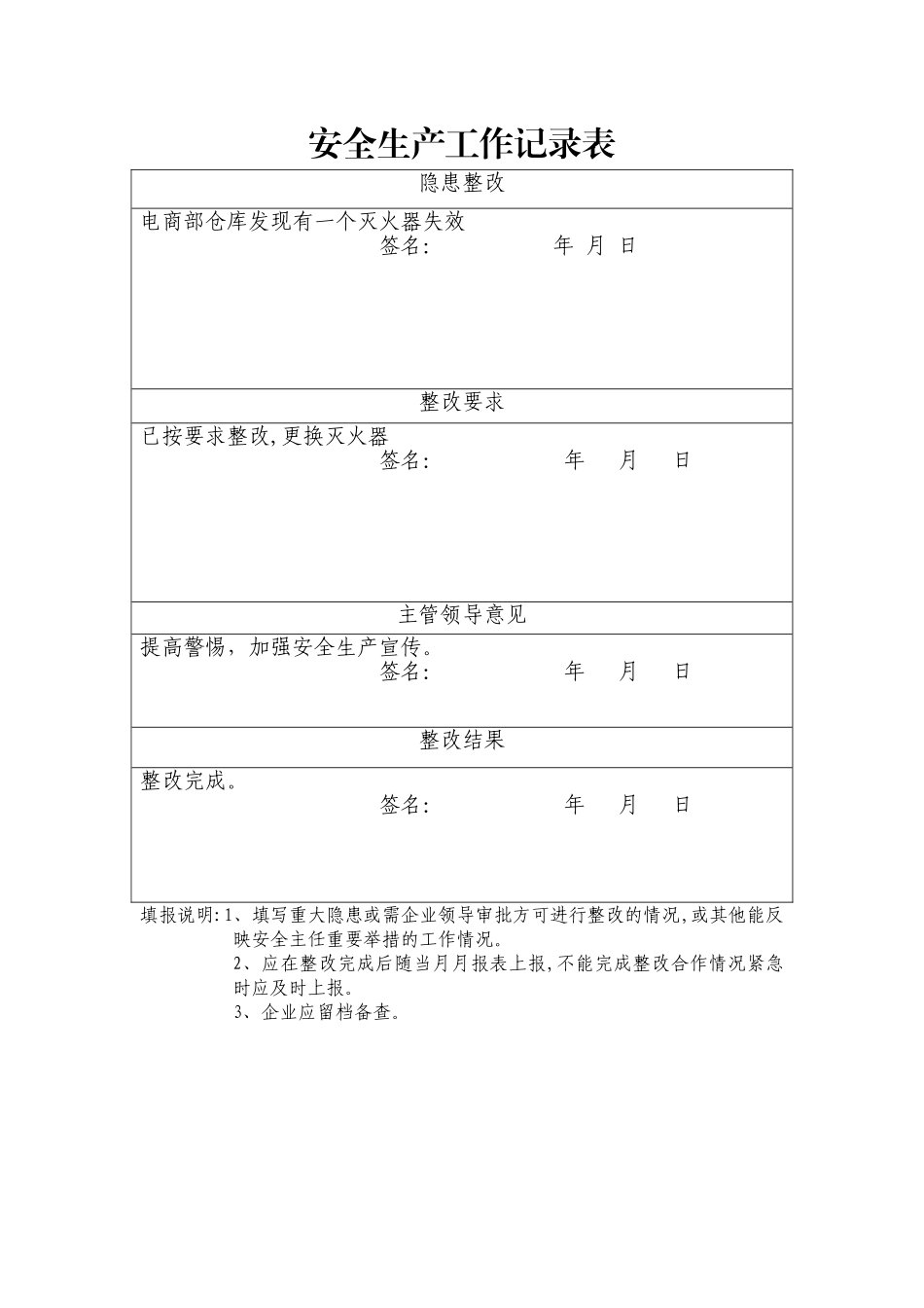 安全生产管理人员月报表及安全生产工作记录表_第2页