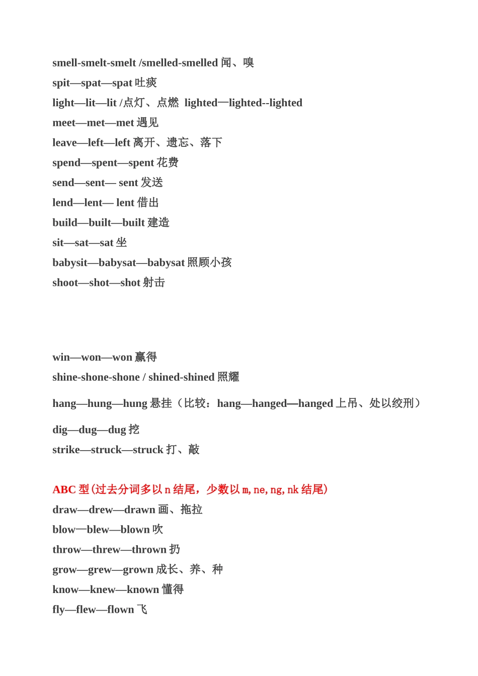 2025年初中英语动词不规则变化归纳表_第3页