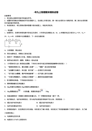2025年福建省泉州市泉外东海七中学恒兴四校物理九上期末学业水平测试试题含解析