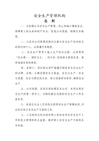 安全生产管理组织机构图