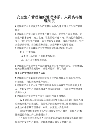 安全生产管理组织管理体系