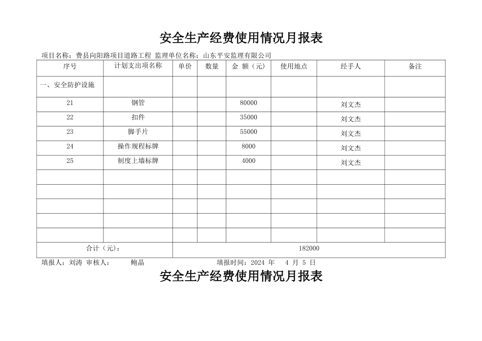 安全生产经费使用计划统计表_第3页