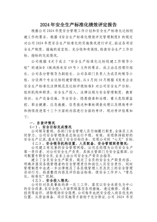 安全生产绩效评定报告