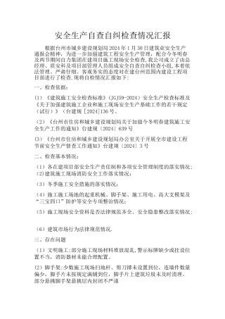 安全生产自查自纠检查情况汇报20240204