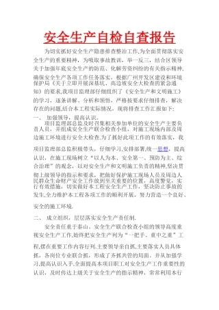安全生产自检自查报告