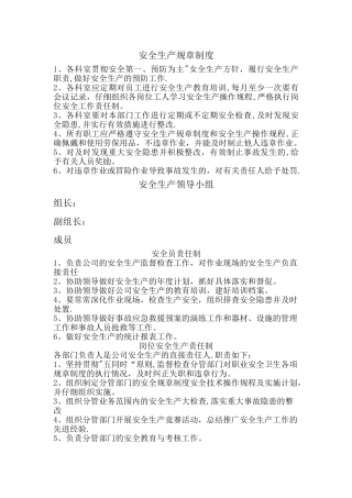 安全生产规章制度(上墙)