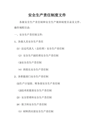 安全生产责任制度文件