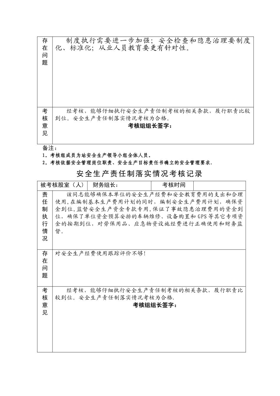 安全生产责任制落实情况考核记录_第2页