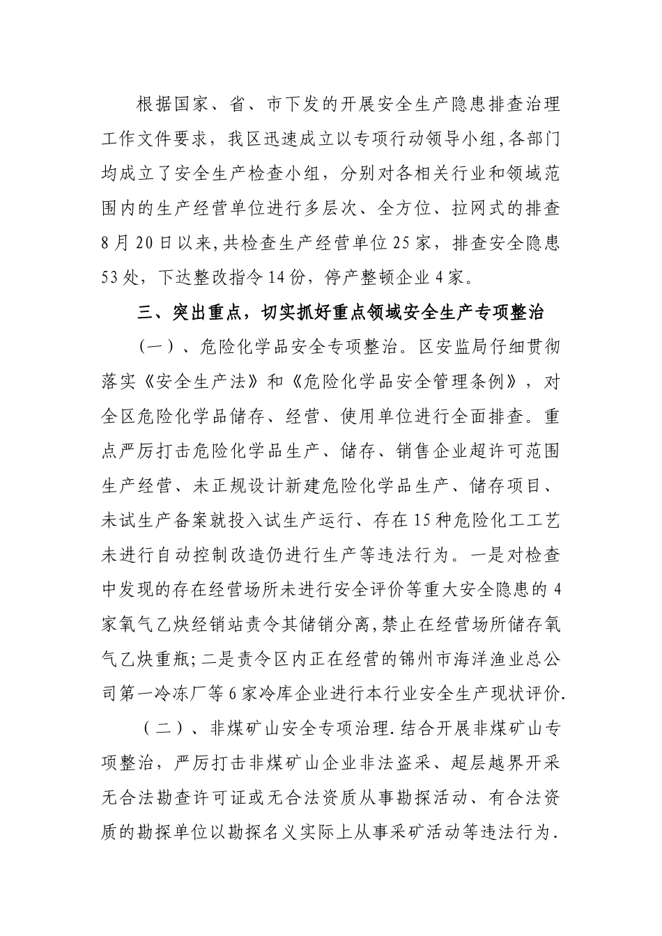 安全生产隐患大排查大整治工作总结_第2页