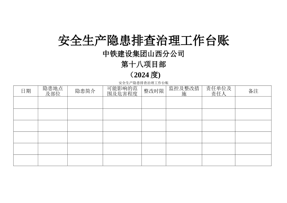 安全生产隐患排查治理工作台账_第1页