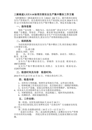 安全生产集中整治工作方案