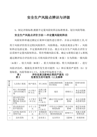 安全生产风险点辨识与评级