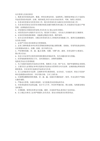 安全管理人员岗位职责