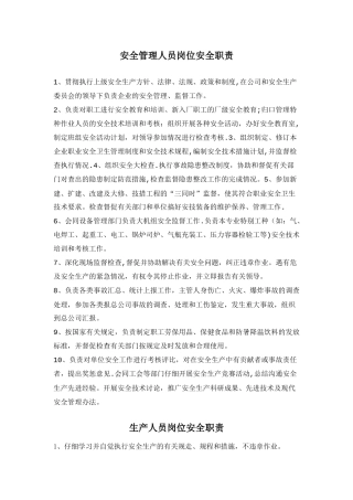 安全管理人员职责