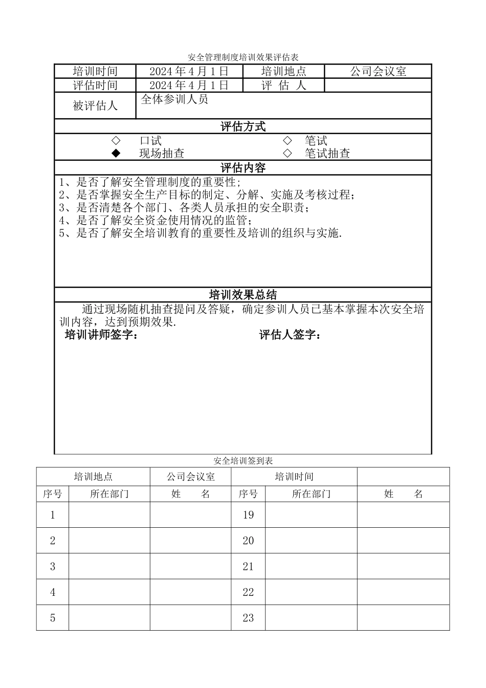 安全管理制度培训记录表_第2页