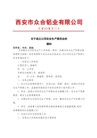 安全管理机构设置文件