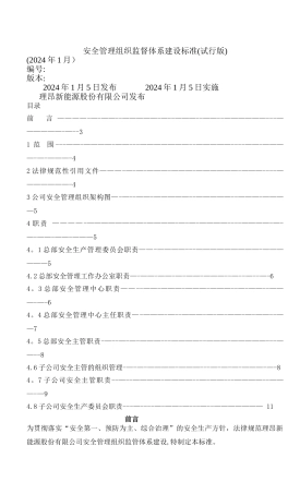 安全管理组织体系建设标准