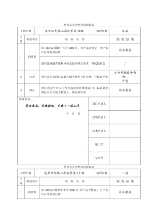 安全网验收表