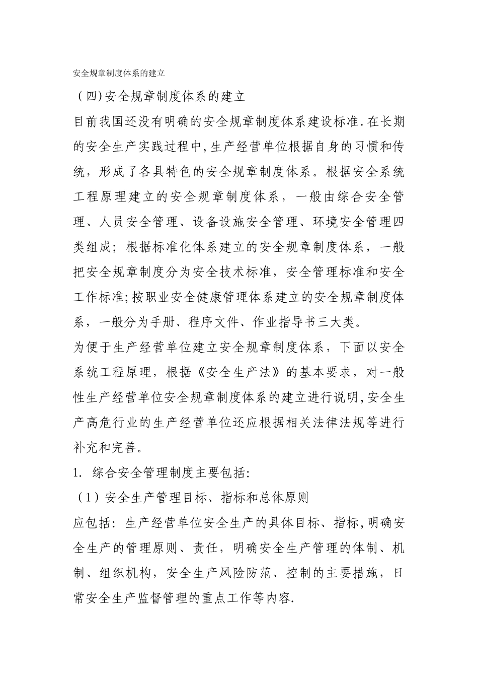 安全规章制度体系的建立_第1页